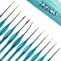 WOTEK Pinceles para Pintura 12 Piezas-Pinceles Finos de Arte Profesionales- Juego de Pinceles Acrilico de Nylon-Pinceles…